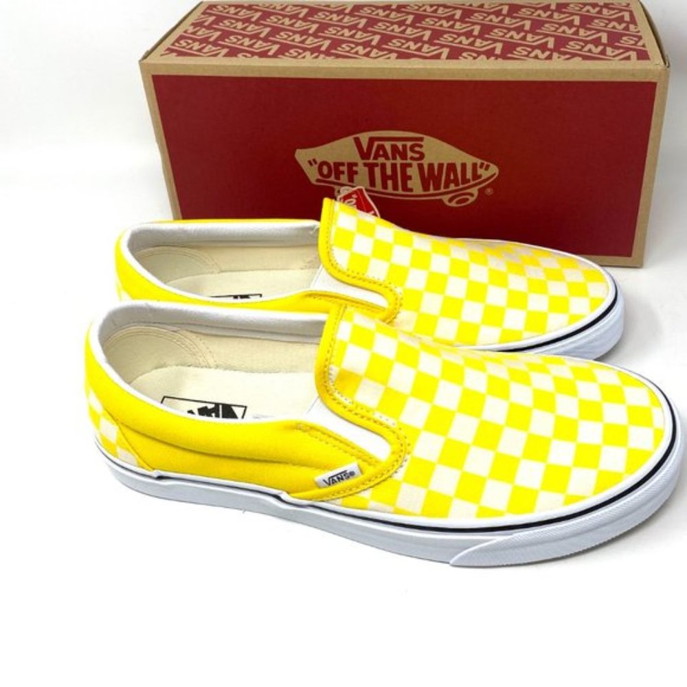 VANS Women's Size CLASSIC Slip On Checkerboard Cyber Yellow VN0A33TB42Z - Picture 9 of 11
